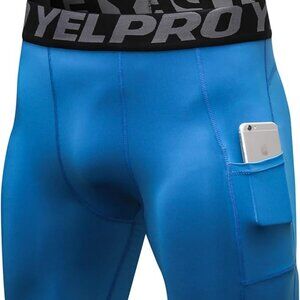 NEW Men’s Pocket Compression Shorts XL – Blue | Running, Workout, Athletic Gear
